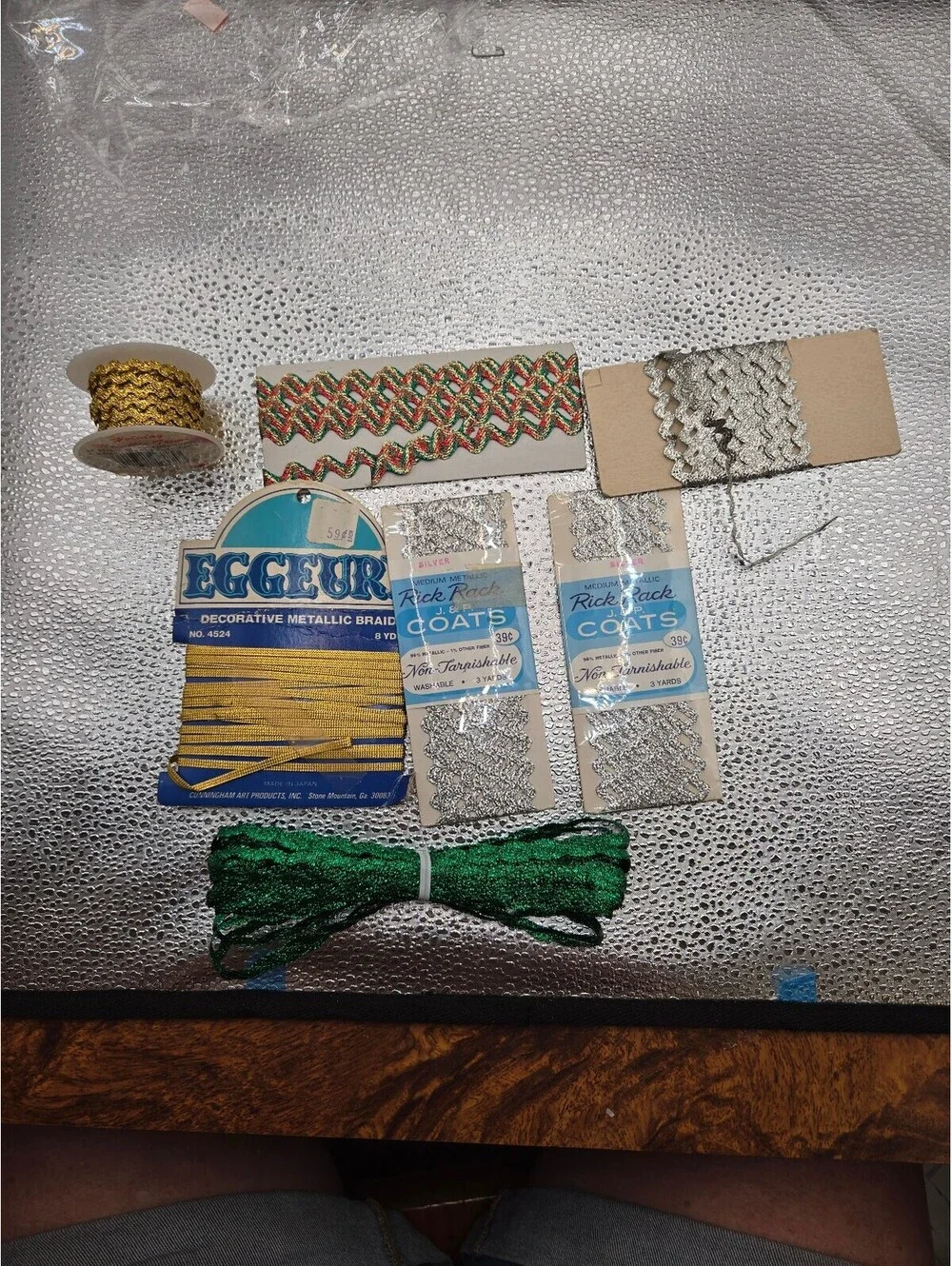 6 Packs of metallic vtg Rick Rack in various colors, sewing notions, ric rac